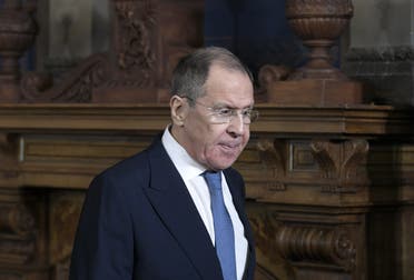 Foreign Minister of Russia Sergey Lavrov leaves a joint press conference with his Finnish counterpart after talks in the House of the Estates in Helsinki, Finland on March 3, 2020. 