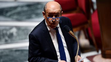 French Foreign Affairs Minister Jean-Yves Le Drian speaks during a session of questions to the Government at the French National Assembly in Paris, France May 26, 2020, as France eases lockdown measures taken to curb the spread of the coronavirus disease (COVID-19). Christophe Archambault/Pool via REUTERS