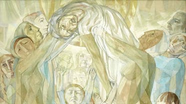 Leila Nseir, The Martyr (The Nation), 1978, Oil on canvas, 160 x 140 cm. (Image courtesy of Barjeel Art Foundation, Sharjah.)