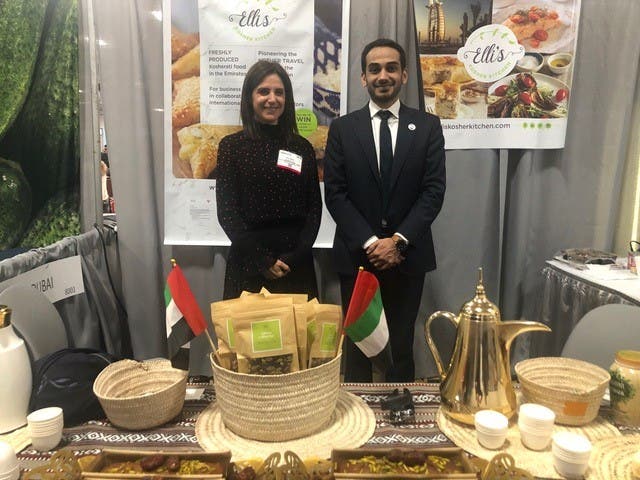 Elli Kriel at Kosher Fest 2019 in New Jersey with UAE Consul General to NY His Excellency Abdalla Shaheen. (Courtesy: Elli Kriel)