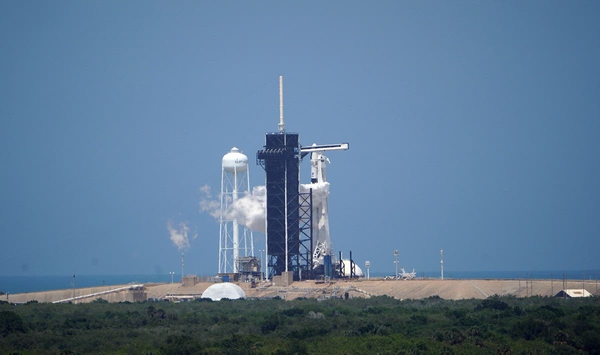 The SpaceX Falcon 9 rocket sits at Launch Complex 39A at the Kennedy Space Center in Florida on May 30, 2020. (AFP)