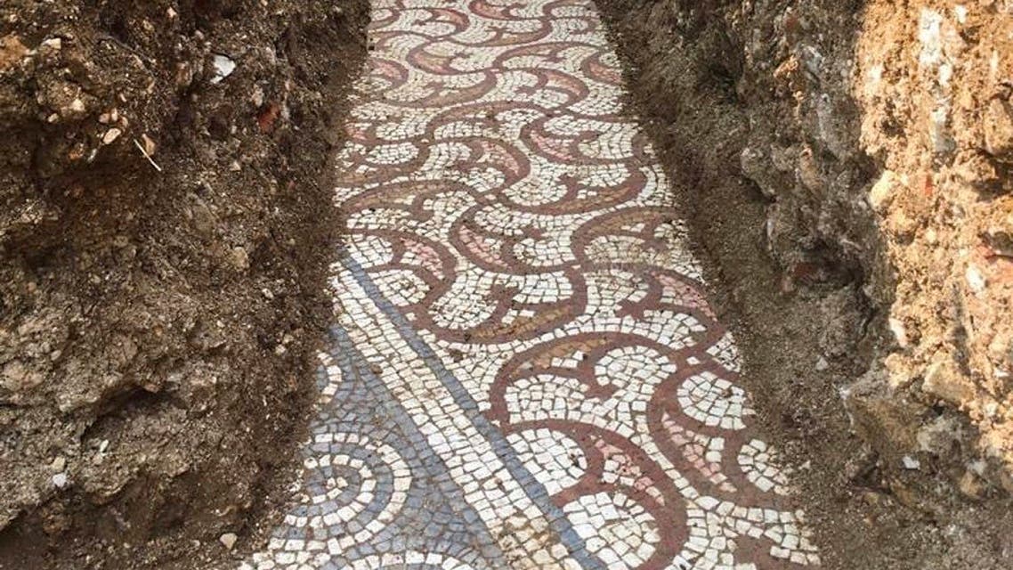 A view of a well-preserved colorful mosaic floor of an ancient Roman villa archaeologists have revealed among vineyards near the northern city of Verona, Italy. (AP)