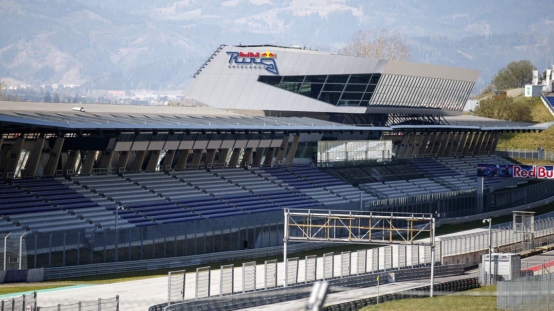 Empty stands at the Red Bull Ring race track are photographed in Spielberg, southern Austria on April 17, 2020. (AFP)