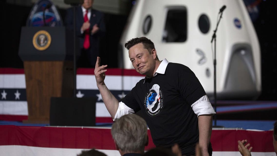 CAPE CANAVERAL, FLORIDA - MAY 30: U.S. President Donald Trump acknowledges SpaceX founder Elon Musk (R) after the successful launch of the SpaceX Falcon 9 rocket with the manned Crew Dragon spacecraft at the Kennedy Space Center on May 30, 2020 in Cape Canaveral, Florida. Earlier in the day NASA astronauts Bob Behnken and Doug Hurley lifted off on the inaugural flight and will be the first people since the end of the Space Shuttle program in 2011 to be launched into space from the United States. Saul Martinez/Getty Images/AFP