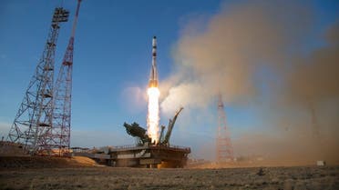 The Russian Progress MS-14 cargo spacecraft blasts off from the launch pad at Russia’s space facility in Baikonur, Kazakhstan Saturday, April 25, 2020. (AP)