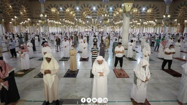 Hundreds offer Fajr prayers in the Prophet's Mosque in Medina. (Twitter)