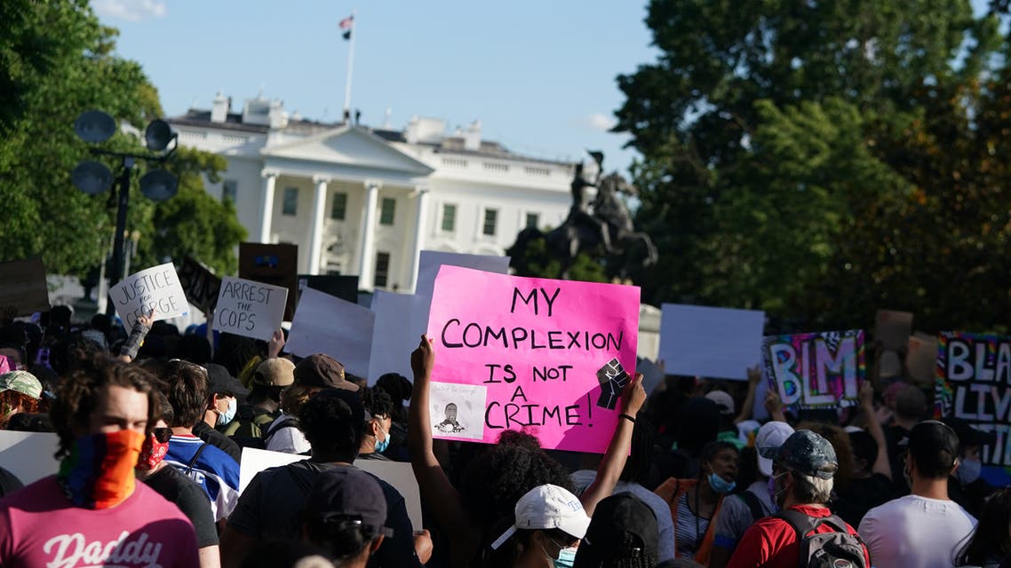 Demonstrators protesting the death of George Floyd, near the White House on May 31, 2020 in Washington, DC. (AFP)