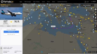 Afriqiyah flight accompanied by military aircraft leaves Istanbul for Misrata: Radar
