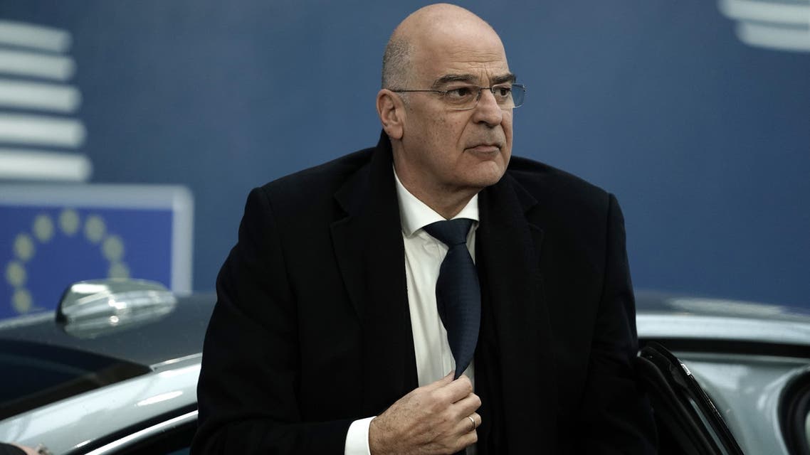 Greek Minister for Foreign Affairs Nikos Dendias arrives to attend a EU foreign ministers emergency talks on Iran at the Europa building in Brussels on January 10, 2020.