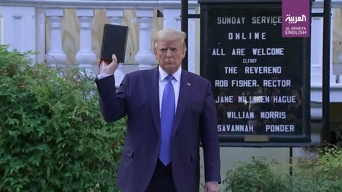 THUMBNAIL_ Trump makes impromptu visit to church damaged by riot fires near White House