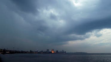 Rain clouds fill the sky on the Arabian Sea coast in Mumbai, India on June 2, 2020. (AP)