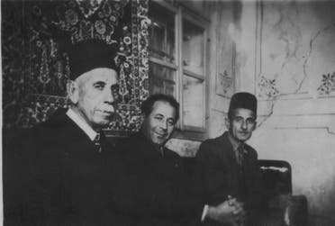 A historical photograph of Antoun Saadeh (center), the head of the SSNP, with two of Makhlouf's descendants. (Twitter, @MichaelARPage)