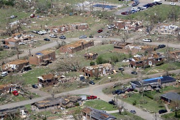 Debris is scattered from damaged homes Tuesday, April 14, 2020, in Chattanooga, Tenn. Tornadoes went through the area Sunday, April 12. (AP)