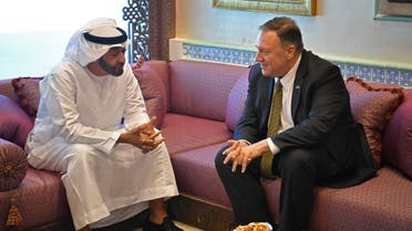 US Secretary of State Mike Pompeo (R) takes part in a meeting with Abu Dhabi Crown Prince Mohamed bin Zayed al-Nahyan in Abu Dhabi, United Arab Emirates, on September 19, 2019. (AFP)