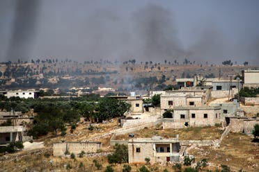 This picture taken on June 4, 2020 shows smoke plumes rising following shelling by pro-Syrian government forces in the town of Banin, north of Maaret al-Numan in Syria's northwestern Idlib province. (File photo: AFP)