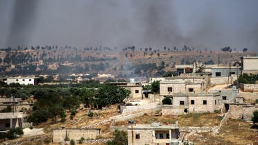 This picture taken on June 4, 2020 shows smoke plumes rising following shelling by pro-Syrian government forces in the town of Banin, north of Maaret al-Numan in Syria's northwestern Idlib province. (File photo: AFP)