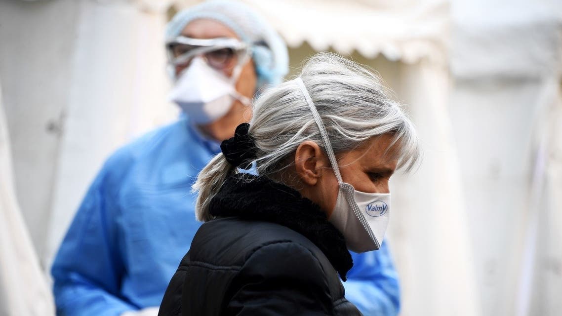 A doctor leaves after getting tested at a COVID-19 screening centre reserved for health professionals on March 27, 2020 in Paris. (AFP)