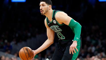 Boston Celtics' Enes Kantercduring the first half of an NBA basketball game on March, 8, 2020, in Boston. (AP)