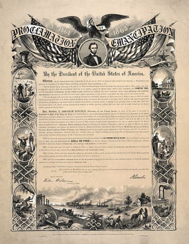 صورة لإحدى الوثائق التي تحتوي على نص الإعلان المبدئي لتحرير العبيد