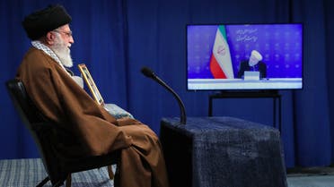 Iran Supreme Leader Ali Khamenei speaking via a video conference with Iran's President Hassan Rouhani on May 10, 2020. (AFP)