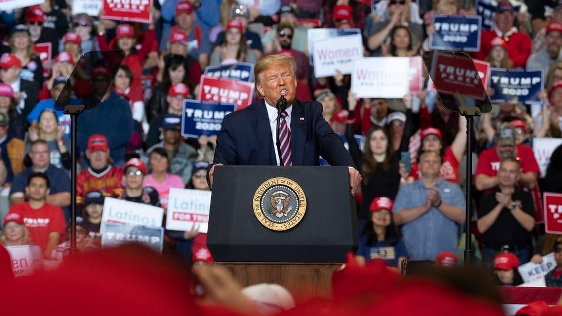 In this file photo taken on February 21, 2020 US President Donald Trump delivers remarks at a Keep America Great rally in Las Vegas, Nevada. (File photo: AFP) 