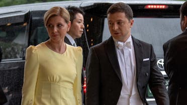 Ukraine's President Volodymyr Zelensky and his wife Olena Zelenska attend the enthronement ceremony of Japan's Emperor Naruhito at the Imperial Palace in Tokyo. (Reuters)
