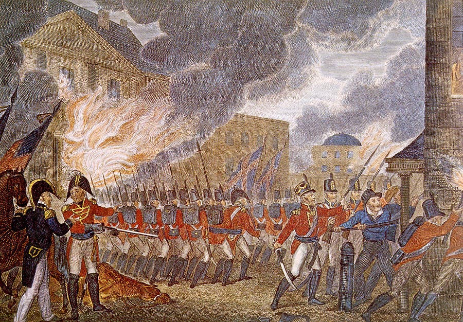 لوحة تجسد دخول القوات البريطانية لواشنطن خلال حرب 1812