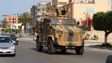 A Turkish-made armoured personnel vehicle, drives down a street in the Libyan coastal city of Sorman on April 13, 2020. (File photo: AFP)