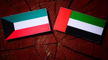 Waving flag of Kuwait and United Arab Emirates stock illustration