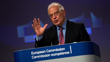 European High Representative of the Union for Foreign Affairs, Josep Borrell addresses a joint online news conference with European Commissioner for Values and Transparency Vera Jourova following a weekly College of Commissioners meeting at EU headquarters in Brussels, Belgium June 10, 2020. Francisco Seco/Pool via REUTERS