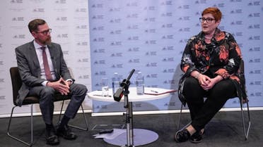 Australian Foreign Minister Marise Payne during her speech on COVID-19 response, the role of institutions, and countering disinformation. (Twitter/@ANUmedia)