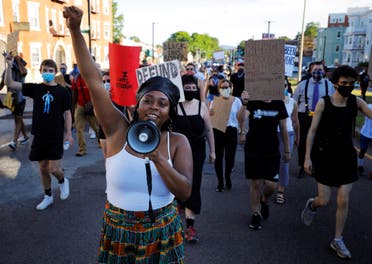 Shannon Greaves helps lead a Juneteenth Awareness Walk to demonstrate against racial inequality in the aftermath of the death in Minneapolis police custody of George Floyd, in Boston, Massachusetts, U.S., June 18, 2020. (Reuters)