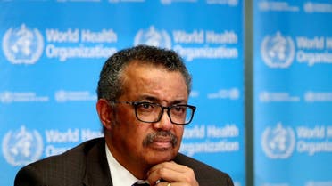Director General of the World Health Organization (WHO) Tedros Adhanom Ghebreyesus attends a news conference. (Reuters)