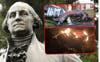 إسقاط وحرق تمثال جورج واشنطن