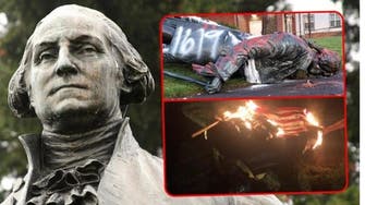 "أنت على أرض السكان الأصليين".. محتجون يطيحون بتمثال جورج واشنطن