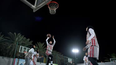 Players from Jeddah United, Saudi Arabia's first women's basketball team train at their club in the coastal city of Jeddah on February 18, 2018. (AFP)