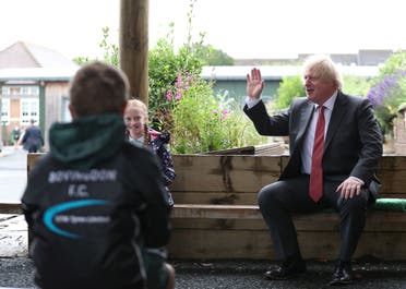 UK Prime Minister Boris Johnson visits a primary school in Hertfordshire, UK, June 19, 2020. (Reuters)