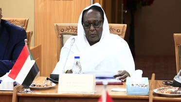 A file photo of Asmaa Abdallah, Sudan's foreign minister, is pictured during a meeting with her Egyptian counterpart (unseen) in Khartoum on September 9, 2019. (AFP)
