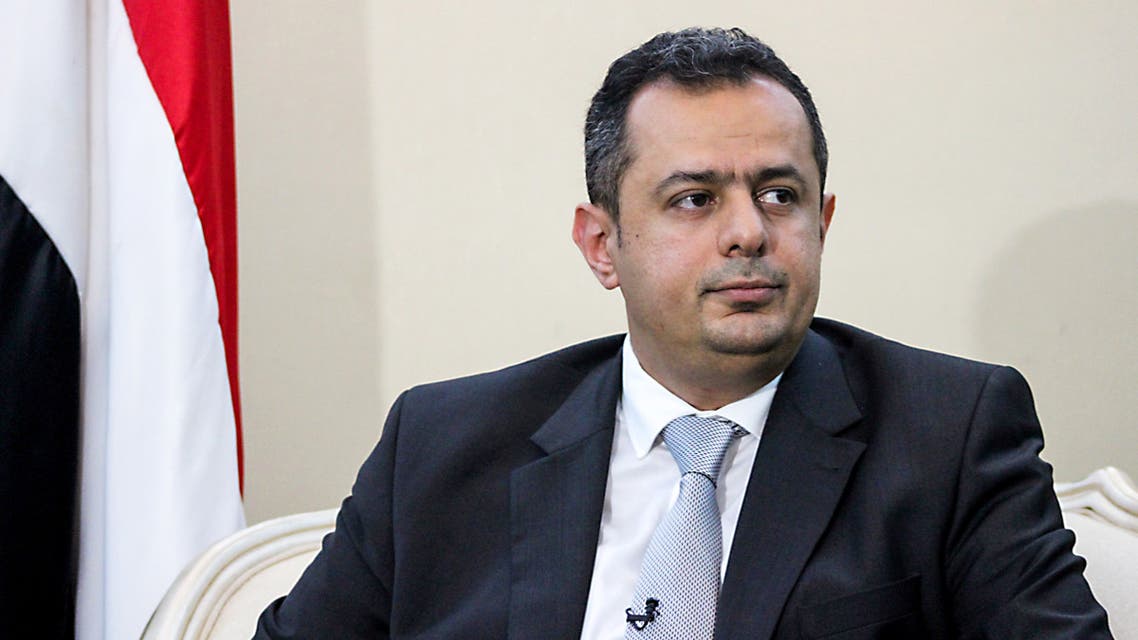 Yemeni Prime Minister Moeen Abdulmalik gives an interview with the press at Al-Maashiq presidential palace in the southern port city of Aden's Crater district on December 12, 2018.
