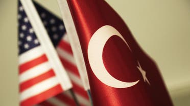 American And Turkish Flag Pair stock photo