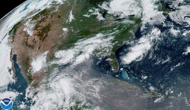 A plume of dust from the Sahara Desert approaches the United States from the Caribbean in an image from the National Oceanic and Atmospheric Administration (NOAA) GOES-East satellite June 24, 2020. (Reuters)