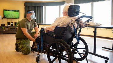 A senior citizen on May 10, 2020, at the Vigi Queen Elizabeth Residential and Long-Term Care Centre in Montreal, Quebec. (File photo: AFP)