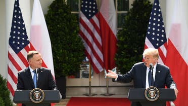 US President Donald Trump and Polish President Andrzej Duda hold a joint press conference in the Rose Garden of the White House in Washington, DC. (AFP)