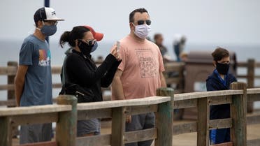 People wear masks as they walk on the ocean pier during the global outbreak of the coronavirus disease (COVID-19) in Oceanside, California, U.S., June 22, 2020. (Reuters)