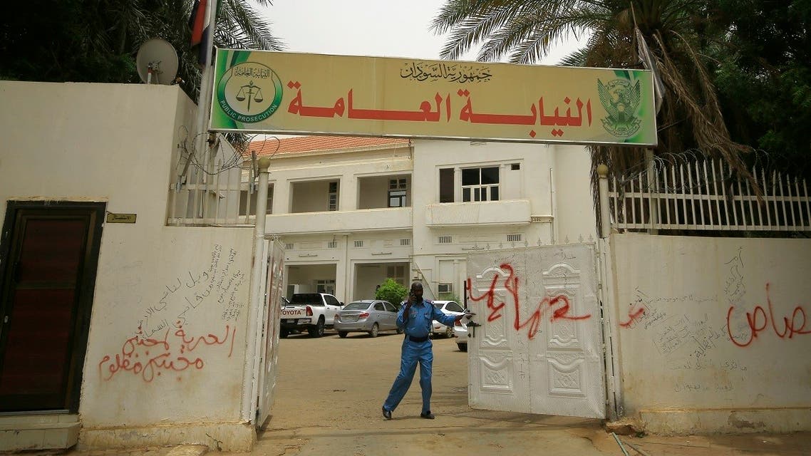 A security man stands guard outside Sudan's Attorney General headquarters in the capital Khartoum on June 15, 2020. (AFP)