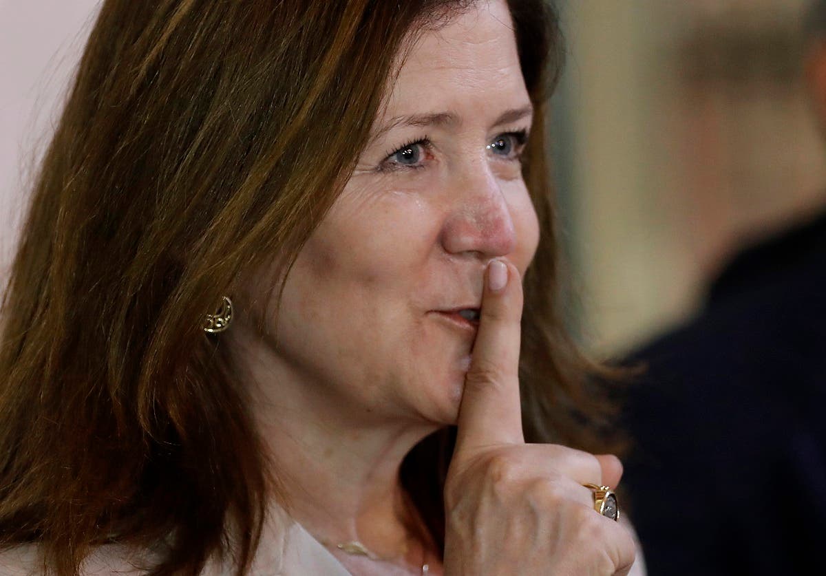 US Ambassador to Lebanon Dorothy Shea, gestures after her meeting with Lebanese Foreign Minister Nassif Hitti, June 29, 2020. (File photo: AP)