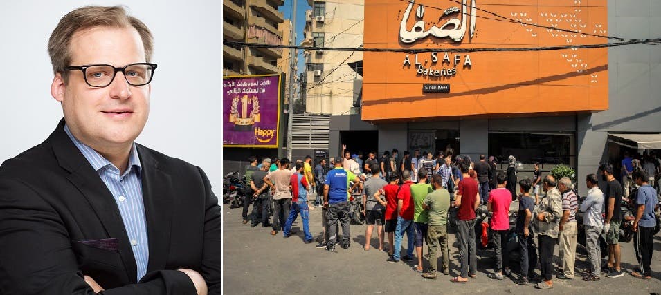محتشدون بحثاً عن الرغيف في بيروت، وصورة للدكتور مارتن كيولرتس