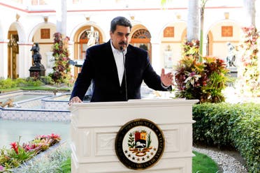 Venezuela's Nicolas Maduro making a televised announcement at the Miraflores Presidential Palace, in Caracas, on March 15, 2020. (AFP)