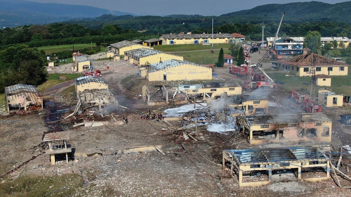 A view of destroyed buildings at a fireworks factory following a fire after an explosion outside the town of Hendek, Sakarya province, northwestern Turkey, Friday, July 3, 2020. (AP)