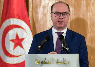  Fakhfakh speaks during the government handover ceremony in Carthage, Tunis, February 28, 2020. (AFP)